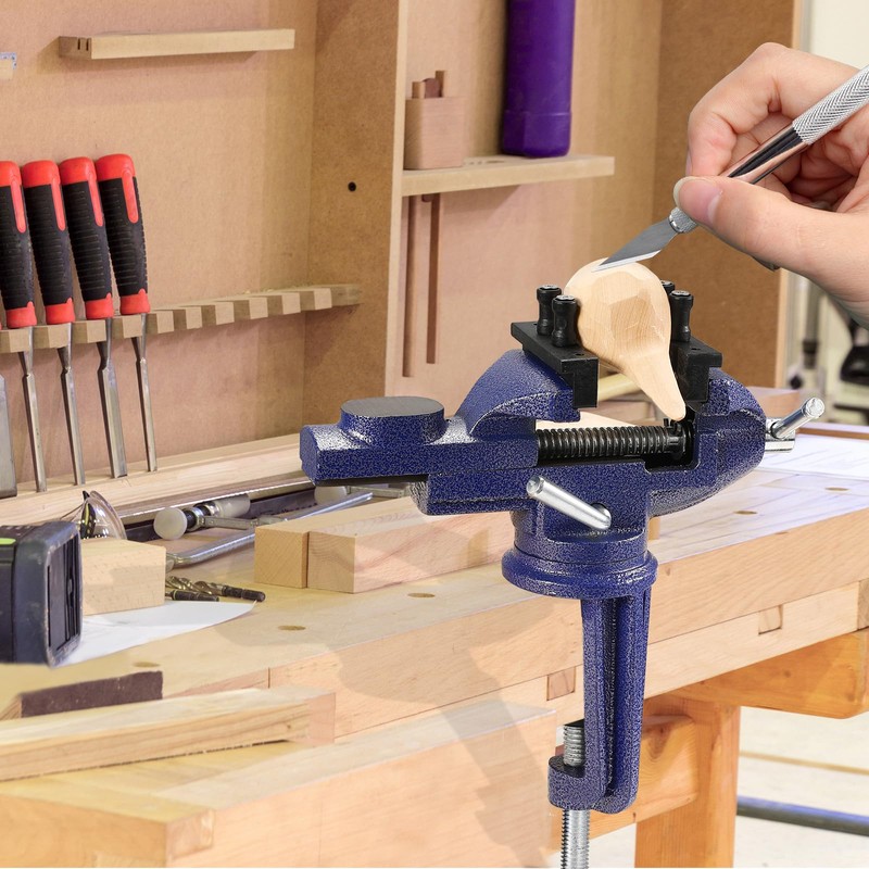 Table Vise, 3" Bench Vise Universal Rotate 360° Work Clamp-On
