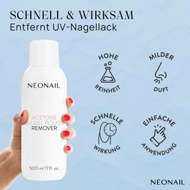 NÉONAIL UV Gel Nail Polish Remover - Acetone 500 ml - Nail Polish Remover - Acetone UV Nail Polish Removal - Gel Nail Remover