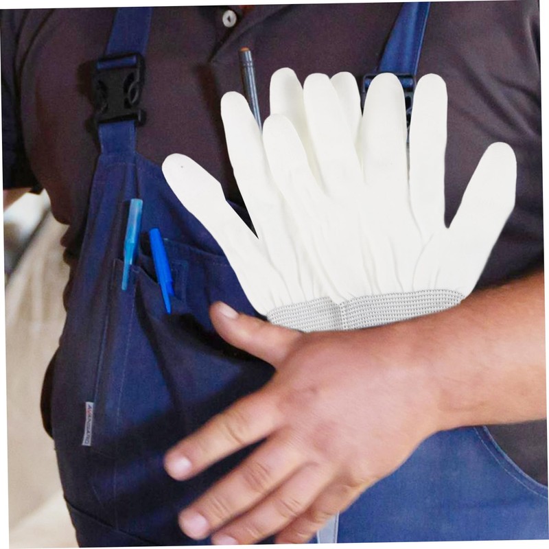 Mobestech 12Pairs PU Coated Gloves Antistatic Nylon Construction Grey Antiskid