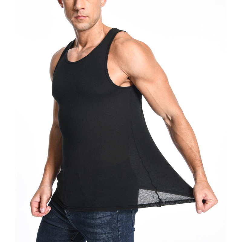 Comfneat Men's 6-Pack Ribbed Tank Tops Cotton Comfy Fit Undershirts
