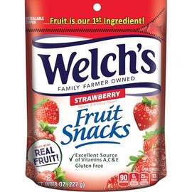Welch's Fruit Snacks, Strawberry, Perfect for Sharing, Bulk Bag, 8 oz (Pack of 1)