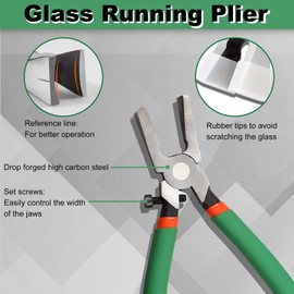 SPEEDWOX 2Pcs Glass Running Pliers and Breaker Grozer Pliers Set with 2 Pair of Rubber Tips Professional Glass Grozing Pliers for Stained Glass Work Key Fob Pliers Mosaics Breaking Tool