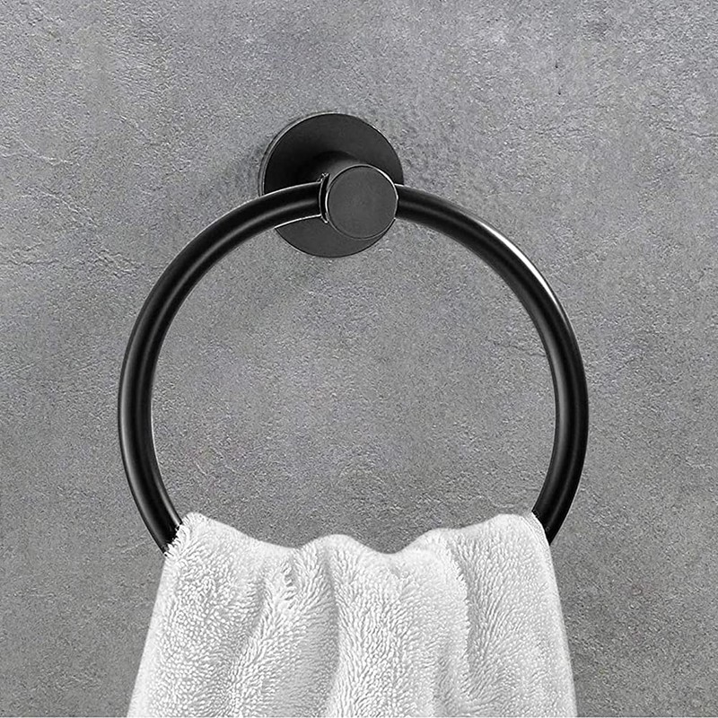WEIKO Matte Black Towel Ring, Bathroom Hand Towel Holder Round