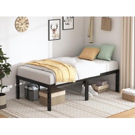 QEROMY Twin XL Bed Frames - 18 in Sturdy Platform Bed Frame Twin XL, Heavy Duty Metal Bed Frame No Box Spring Needed, Quick & Easy Assembly, No Noise, Black