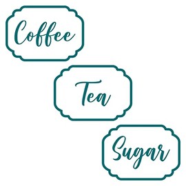 Tea, Coffee, Sugar Kitchen Jar Canister Labels Vinyl Decal Stickers (Turquoise)