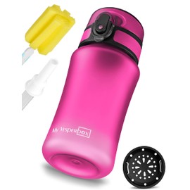 My Vesperbox Minny Children's Leak-Proof Water Bottle, with Straw or Strainer, 350 ml, Lightweight Tritan Water Bottle, BPA-Free, for Nursery, School, Purple, 350 ml