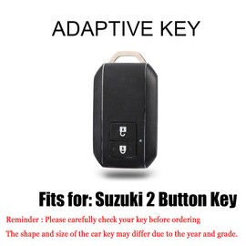 HIBEYO for Suzuki Key Fob Cover Key Case Compatible with Suzuki Swift 2017 2018 Wagon R Replacement TPU Leather Texture Smart 2 Button Car Accessories with Leather Keychain-Blue