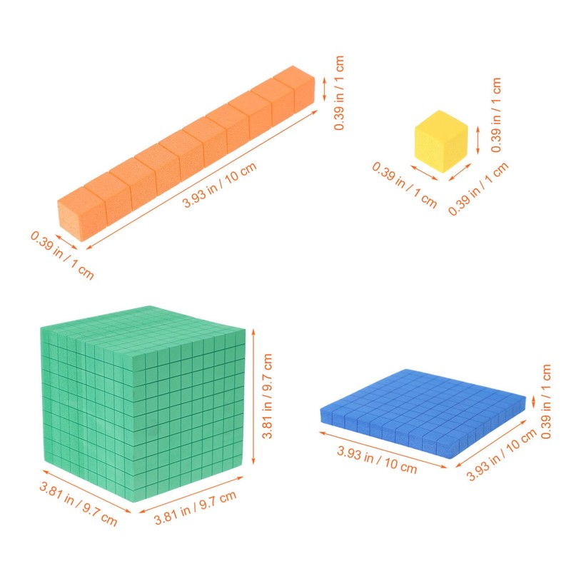 Alipis Base Ten Blocks for Math, Foam Base Ten Blocks