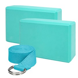 9"x6"x4" Bloques de Yoga con Correa, Antideslizantes Bloques de Pilates de Alta Denisidad, Bloques de Ayuda para Meditación y Estiramiento, Bloques de Superficie Ligera Resistente al Olor(Verde)
