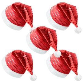 benpen 5PCS Santa Hats Christmas Hat for Adults Bulk,Father Christmas Hats Xmas Party Hats Fancy Dress Christmas Hats or Santa Claus Costume,Classic Santa Outfit for New Year Festive Party Supply