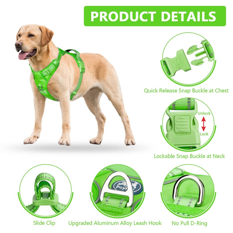 PoyPet No Pull Dog Harness, No Choke Reflective Dog Vest,