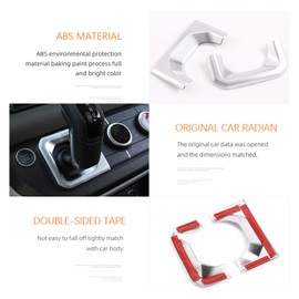 DIYUCAR for LR Defender 110 2020 2021 ABS Carbon Fiber Chrome Center Console Gear Shift Cover Trim Decoration Frame Car Interior Accessories (Chrome Silver)