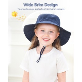 Adorel Baby Sun Hat with Drawstring Fishing Hat Pack of 2, Grey & Dark Blue