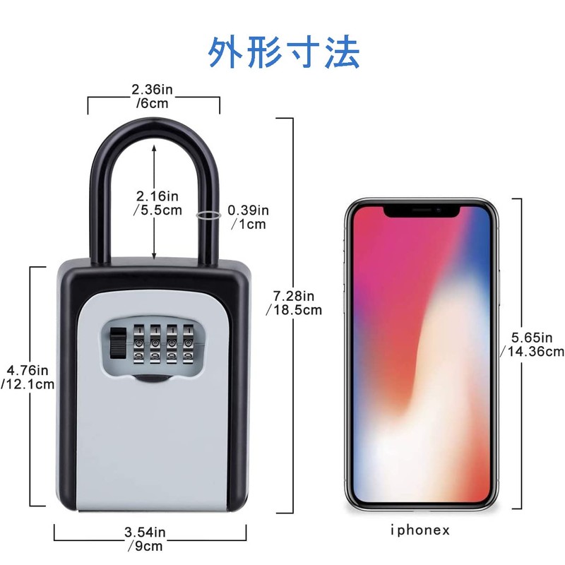 ZHEGE Key Box, Dial Type, 4 Digits, Combination Type, Padlock,