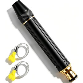 2026 New Pressure Garden Hose Nozzle, Adjustable Jet Power Washer Spray Nozzle for Car Washing, Patio Cleaning & Garden Watering, Heavy Duty Leak-Proof Water Hose Nozzle with 2 Hose Clamps