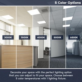 LUXRITE 2x2 FT LED Flat Panel Light, 5CCT Color Selectable 3000K 3500K 4000K 5000K 6500K, Wattage Selectable 20W/30W/40W, 5000 Lumens, LED Drop Ceiling Lights, 0-10V Dimmable, DLC & ETL (2 Pack)