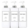 Modern Silver Shampoo and Conditioner Dispenser (21 oz, Pack of