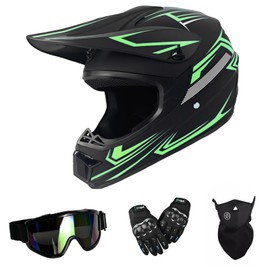 TIANDU Youth Kids Dirt Bike Motocross Helmets (Goggles Gloves Face Mask) 4PCS Set, Boys Girls Full Face Motorcycle Helmet, Mountain Bike Off Road Helmets, DOT Approved ATV Helmet