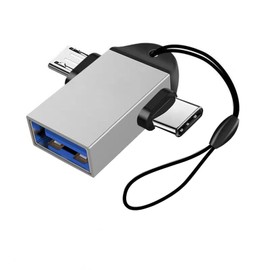 2 in 1 OTG Adapter USB to Type C & Micro USB Conventor, USB 3.0 Female to Micro USB Male and USB C Male Connector for Media TV Sticks, Android Phones or Tablets,Keyboard,Mouse Use (Silver)