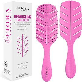 Detangler Brush by Fiora Naturals - 100% Bio-Friendly Detangling brush w/Ultra-Soft Bristles - Glide Through Tangles with Ease - For Curly, Straight, Black Natural, Women, Men, Kids - Dry and Wet Hair