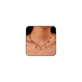 ESSPECS Beach Charm Necklace for Women Trendy Starfish Seashell Charm Gold Chain Necklace Hawaii Summer Beach Jewelry Ocean Shell Starfish Conch Pendant Necklace for Women (Style A)