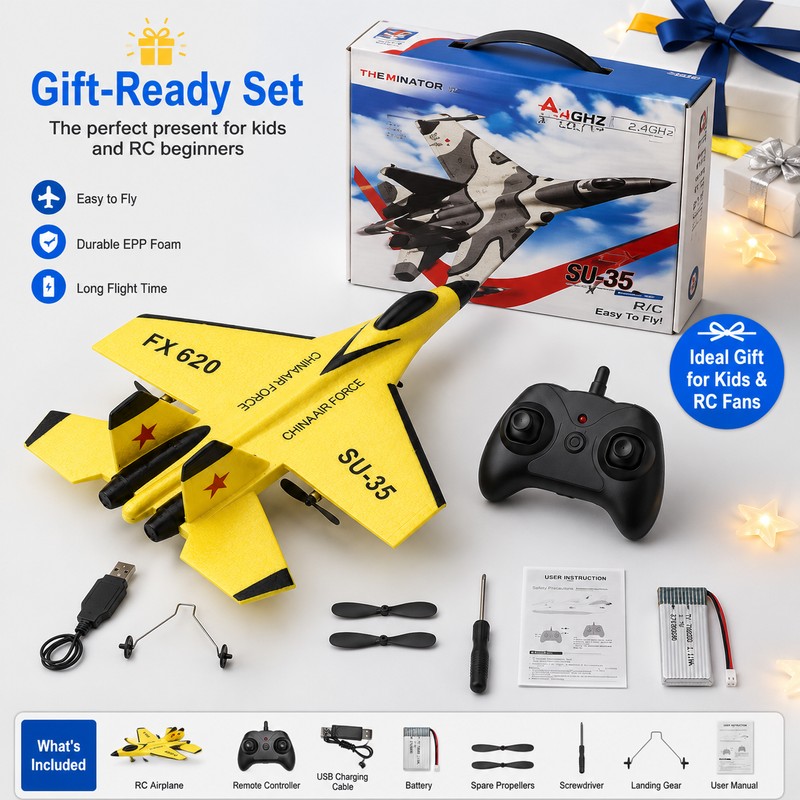SU35 RC Foam Airplane for Outdoor Flying – 2.4GHz Remote