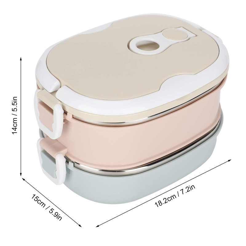 01 Portable Stainless Steel Insulated Thermal Lunch Box, 2 Layer,