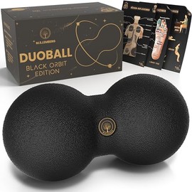 M.S.Lemberg Fascia Ball Duoball - Massage Ball for Self-Massage of the Fascia - Back, Neck, Shoulders, Legs and Spine - Massage Ball Twin Peanut Fascia Roller Small 8 x 16 cm - Black Edition