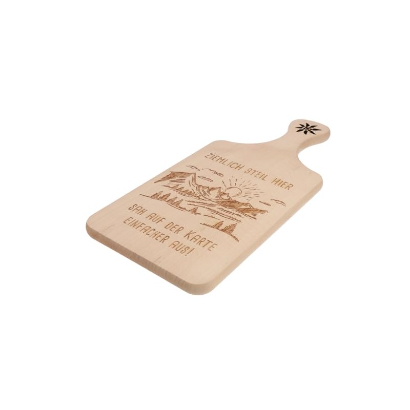 Spruchreif Alder board with handle, breakfast board with engraving, chopping