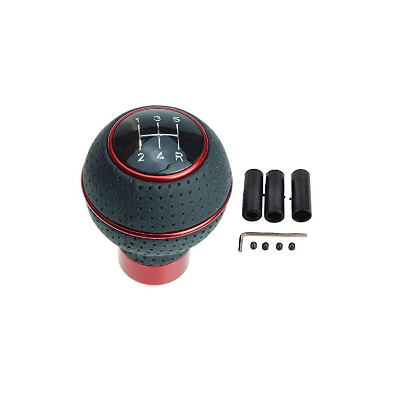 Universal Gear Knob Round Red / Black with 3 Adapters