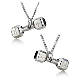 Shields of Strength Women's Mini Dumbbell Necklace with Luke 1:37 Scripture – Christian Fitness Jewelry in Stainless Steel or Gold Plated