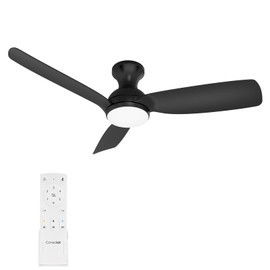 Consciot Ceiling Fan With Light, 44 Inch Low Profile Ceiling Fan with remote control, 6-speed choice, Reversible DC motor, 3CCT, Dimmable, Whisper, Easy Install, For Indoor and Covered Outdoor (black)