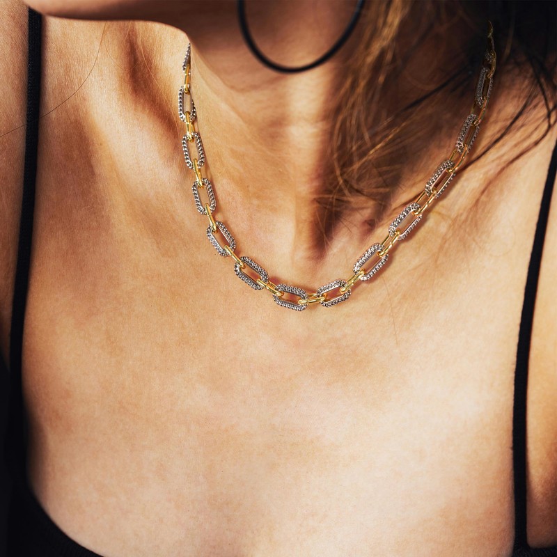 Mytys Women's Link Necklace 18k Gold Plated Double Twist Wire