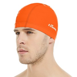 Lycra Swimming Cap, Firesara Swim Cap Anti-Tear Swim Hat Comfortable No-Slip for Men Women Long Short Hair Adult Boys Girls-Orange