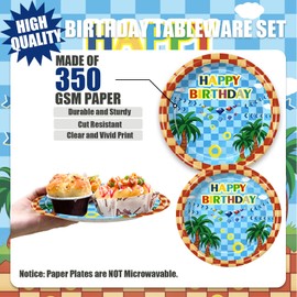 Galameow 168pcs Cartoon Hedgehog Party Supplies Hedgehog Theme Birthday Decorations Tableware Set Paper Plates and Napkins Serves 24 Guests