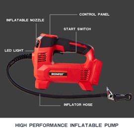IRONFIST Tire Inflator Compatible with Milwaukee M18 Battery Portable Air Compressor for Car, Bicycle, Ball, 20V Auto Tire Pump with Digital Pressure Gauge (Tool Only, NO Battery)