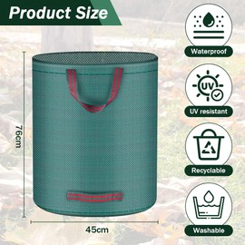 Flintronic Garden Waste Bags 3Pcs 120L Heavy Duty Garden Bags, Reusable Gardening Gloves with Handles, Foldable Camping Recycling Bags With a Pair of Gloves, Ideal for Collecting Leaf, Trash