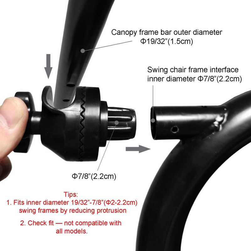 Timyrimy Garden Swing Plastic Fittings (Type 1) to Attach Canopy