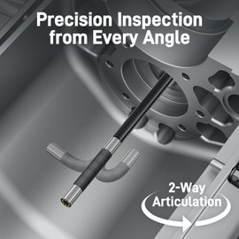 Teslong Two-Way Articulating Borescope with Light, Industrial Endoscope Inspection Camera with Articulated Probe, Flexible Mechanic Fiber Optic Snake Scope Cam for Wall Automotive Engine Inspect-5FT