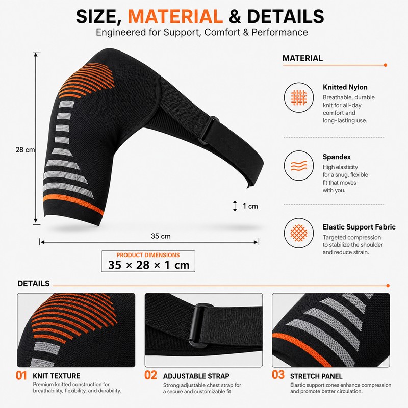 Compression Shoulder Support Brace for Daily Stability – Breathable Adjustable