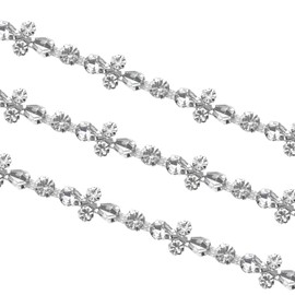 XINGYHENG 1 Yard Rhinestone Trim Chain Crystal Close Claw Chain for Crafts Project Wedding Birthday Party Decorations Arts Furniture Headboard Clothing(Silver)