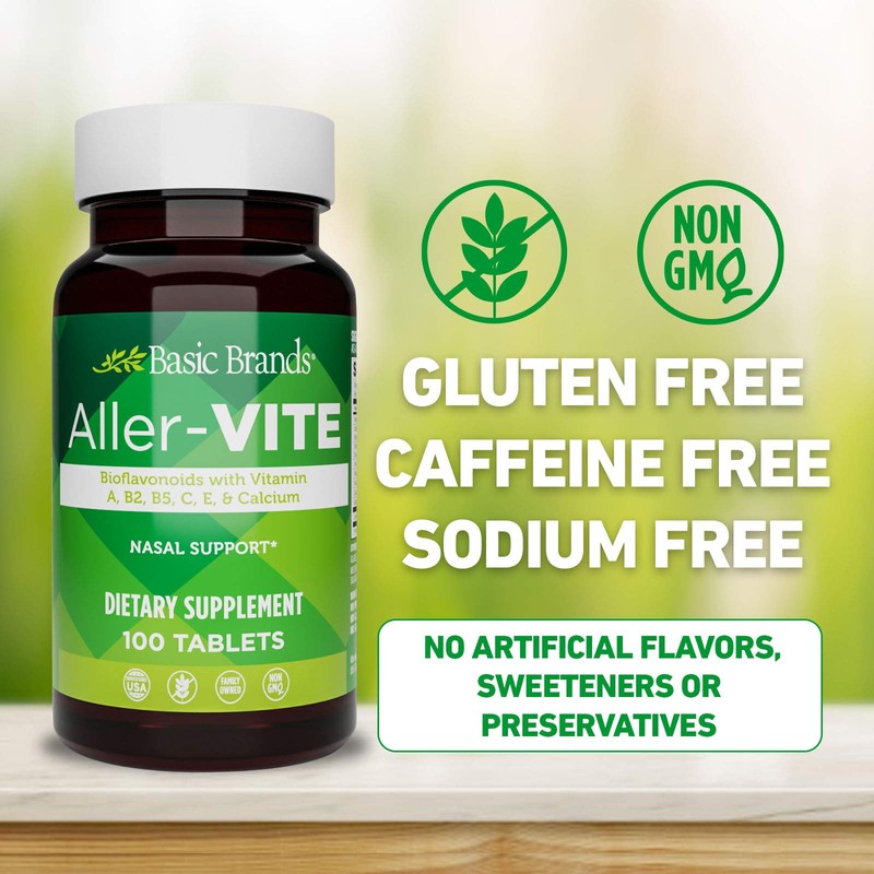 Basic Organics Aller-Vite Nasal Support, Bioflavanoids, Relieves Itchy Eyes, Nose
