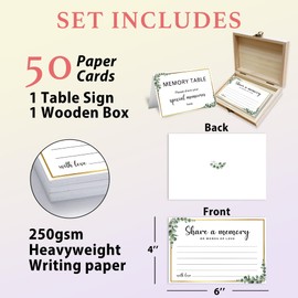 Share A Memory Cards For Celebration of Life Decorations, 50 Psc Share A Memory Box For Funeral Memorial for Funeral Wedding Birthday Graduation Bridal Shower Guest Book Ideas(Eucalyptus) -A02