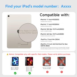 HOU Keyboard Case for iPad Air 11 inch (M3/M2) & iPad Air 5th/4th Gen & iPad Pro 11 inch (2025 M5/M4 2024/4th/3rd/2nd/1st Generation) Lightweight and Portable,Space Leather,Independent Shortcut Keys