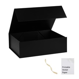 MUMUPACK Black Gift Box,16x14x5.3 Large Gift Boxes With Lids For Presents Includes Ribbon And Diy Printable Sticker Paper,Bridesmaid Proposal Box,Magnetic Gift Box For Birthday,Wedding,Graduation