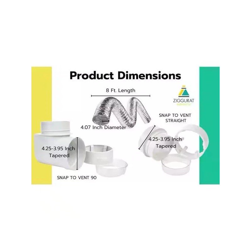 ZIGGURAT STV-M Easy DIY Clothes Dryer 4” Duct Vent Hookup