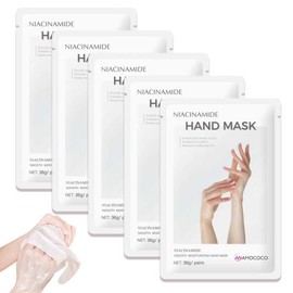 Amococo 5Packs Hand Mask with Niacinamide, Deep Hydration Hand for Dry Cracked Skin, Nourishing Care with Shea Butter & Vitamin E, SPA at Home, 6.3oz