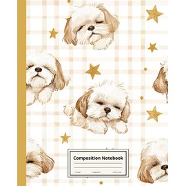 Composition Notebook College Ruled: Shih Tzu Illustration | Cute Dog Breed Journal For School, College, Office, Work | Wide Lined