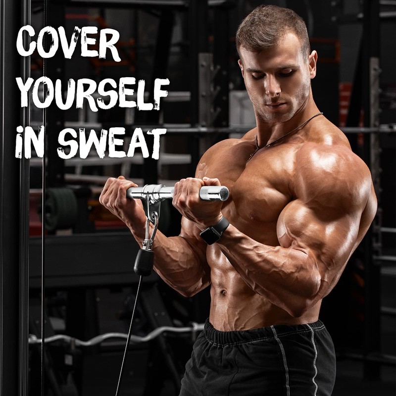 Yes4All Black Combo Tricep Press Down Cable Machine Attachment, LAT