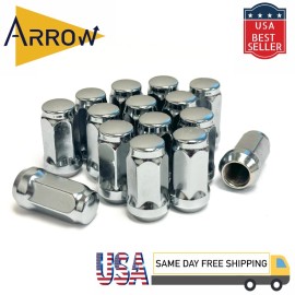 ARROW 32x Chrome M14x1.5 Anti-Theft Wheel Lock & Acorn Lug Nut Fit F250 F350
